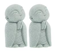 LIFKICH Statue Bouddha Japonaise en Grès Sculptée la Main, Lot de 2pcs pour Décoration Intérieure et Aquarium, Sculpture de Moine Apaisante Favorisant Calme et Relaxation