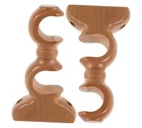 LIFKICH Supports Doubles Structure Ajustable Lot de 2 en Bois Beige Base Classique pour Tringles à Rideaux pour Salon et D'amélioration Maison