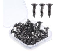 LIFKICH Vis de fixation du pickguard, Vis de remplacement du pickguard, 50pcs, 3x12mm, fer noir, boîte, pour bassistes et guitaristes, guitare basse électrique et guitare électrique