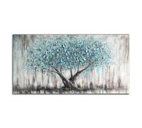 LIFKNVN Affiche abstraite sur toile représentant un arbre de vie, couleur turquoise, décoration murale botanique pour maison moderne, salon, 40 x 80 cm, sans cadre