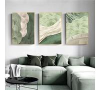 LIFKNVN Affiche de feuille de ginkgo verte, broderie de feuilles, texture, peinture sur toile, décoration murale nordique, 40 x 60 cm, sans cadre