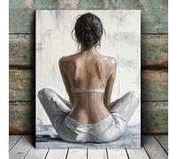 LIFKNVN Affiche extra large et élégante représentant une femme avec un dos texturé en marbre, peinte sur toile, décoration murale pour salon ou couloir (60 x 80 cm/sans cadre)