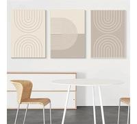 LIFKNVN Affiche murale minimaliste moderne, lignes beiges abstraites, peinture sur toile, style bohème, décoration d'intérieur, 50 x 70 cm, sans cadre