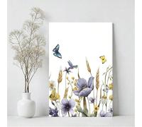 LIFKNVN Affiche sur toile pour salle de bain ou salon, œuvre d'art botanique bohème abstraite à motifs de fleurs naturelles (60 x 80 cm/sans cadre)