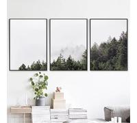 LIFKNVN Affiches de photographie de forêt, impression d'art mural, peinture sur toile, paysage de forêt et de brouillard, images de salon, décoration d'intérieur, 50 x 70 cm, sans cadre