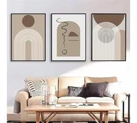 LIFKNVN Affiches et impressions de lignes abstraites bohèmes, peinture sur toile murale géométrique marron beige, images pour salon, décoration d'intérieur, 50 x 70 cm, sans cadre