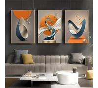 LIFKNVN Affiches modernes abstraites de luxe géométriques, motifs de blocs de couleur orange doré, pour décoration intérieure, salon, chambre à coucher, 40 x 60 cm (16 x 24 pouces) x 3 avec cadre