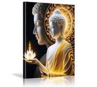 LIFKNVN Grande affiche murale dorée représentant Bouddha, affiches et impressions minimalistes, images murales pour chambre à coucher, œuvre d'art pour salon, 80 x 120 cm (31 x 47 pouces) avec cadre