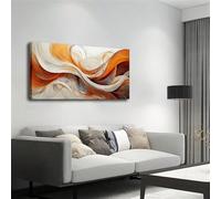LIFKNVN Grande peinture abstraite Art Déco - Affiche murale minimaliste orange, blanc et marron pour chambre, bureau, bar, cuisine, salle à manger (20 x 40 cm/sans cadre)