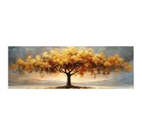 LIFKNVN Grandes toiles représentant un arbre de vie à feuilles dorées, art mural abstrait et moderne, avec des affiches et des impressions vibrantes, 10 x 30 cm, sans cadre