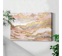 LIFKNVN Impression sur toile avec motif marbre et accents dorés, style abstrait, idéale pour la décoration murale du salon, de la chambre ou de la salle de bain (60 x 90 cm avec cadre intérieur).