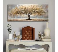 LIFKNVN Impression sur toile élégante représentant un arbre de vie avec feuilles d'or, paysage moderne, affiches et impressions, décoration de salon, 40 x 80 cm, sans cadre