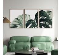 LIFKNVN Lot de 3 triptyques Monstera, peintures murales sur toile, imprimés botaniques, décoration de salon, 50 x 70 cm, sans cadre