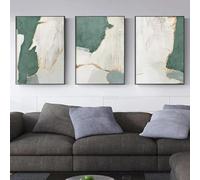 LIFKNVN Peinture abstraite moderne sur toile, feuille d'or, vert et marron, affiches et impressions, art mural, décoration de salon, 30 x 40 cm, sans cadre