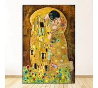 LIFKNVN Peinture abstraite sur toile représentant le baiser de l'artiste classique Gustav Klimt, affiche d'art moderne, images murales pour salon, 30 x 60 cm, sans cadre