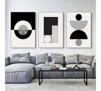 LIFKNVN Peinture sur toile abstraite moderne aux formes géométriques, affiche murale en noir et blanc, décoration d'intérieur (50 x 70 cm, sans cadre)
