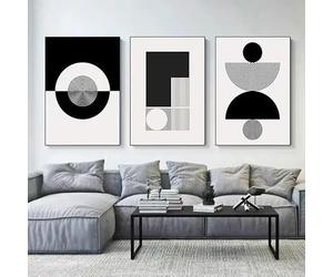LIFKNVN Peinture sur toile abstraite moderne aux formes géométriques, affiche murale en noir et blanc, décoration d'intérieur (50 x 70 cm, sans cadre)