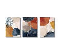LIFKNVN Peinture sur toile abstraite moderne, bloc de couleur orange et bleu, ligne dorée, affiche de salon, décoration murale, 60 x 80 cm, sans cadre