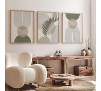 LIFKNVN Peinture sur toile abstraite style bohème vert sauge, décoration murale, 50 x 70 cm, sans cadre