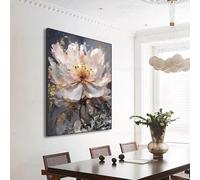 LIFKNVN Peinture sur toile florale abstraite beige doré, affiche moderne et luxueuse, art mural pour salon, décoration murale, décoration de bureau, 60 x 90 cm, sans cadre