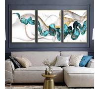 LIFKNVN Peinture sur toile murale style nordique abstrait, bleu doré, affiche et impression pour salon, chambre à coucher, 70 x 100 cm, sans cadre