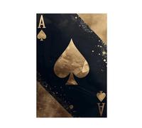 LIFKNVN Peinture sur toile représentant une carte à jouer en as de pique noir et or, affiches et impressions abstraites, images d'art mural, décoration de salon, maison, 40 x 60 cm, sans cadre