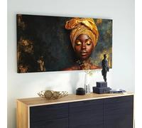 LIFKNVN Portraits féminins extra larges surréalistes noirs et dorés, art mural doré, texture marbre, affiches vintage, toile, œuvre d'art pour salon, 60 x 120 cm, sans cadre
