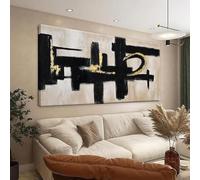 LIFKNVN Tableau abstrait noir minimaliste sur toile, œuvre d'art murale, impression d'art abstrait moderne pour chambre (70 x 140 cm/cadre intérieur)