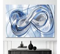 LIFKNVN Tableau abstrait sur toile - Décoration murale bleue et blanche, image moderne, impression d'art maximaliste pour bureau, salon, chambre (20 x 30 cm/cadre intérieur)