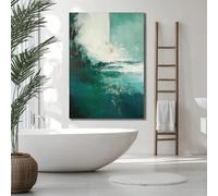 LIFKNVN Tableau abstrait sur toile, tons verts et turquoise, idéal pour la décoration du salon - Impression d'art verticale contemporaine pour chambre (70 x 100 cm/sans cadre)