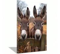 LIFKNVN Tableau mural sur toile représentant un âne amusant, affiche moderne d'animaux mignons de la nature, idéal pour le salon, la cuisine ou le couloir (40 x 60 cm/sans cadre)