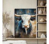 LIFKNVN Tableau sur toile humoristique représentant une vache, style champêtre, avec des fleurs. Affiche XXL (80 x 120 cm, cadre intérieur inclus) pour la décoration intérieure.