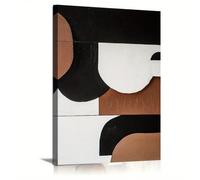 LIFKNVN Toile imprimée d'art mural abstrait géométrique moderne, peinture texturée contemporaine noire, blanche et brune pour la décoration intérieure (70 x 110 cm/sans cadre)