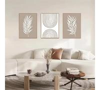 LIFKNVN Toile murale abstraite style bohème, beige neutre, motif feuilles et plantes, décoration nordique pour salon, 60 x 80 cm, sans cadre
