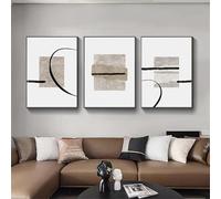 LIFKNVN Toile murale minimaliste avec blocs de couleurs abstraits, lignes beiges et noires, décoration de chambre nordique, 30 x 40 cm, sans cadre