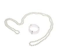 LIFKOME 1.75m Bijoux Femme Collier Et Bracelet Perles Simulées Multicouches Pour Et Fêtes
