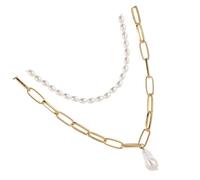 LIFKOME 1 Ensemble Collier retrolite gemstone Chaîne clavicule baroque charbonnier pendentif chaîne de clavicule vintage chaîne de clavicule rétro chaîne de clavicule de perles alliage