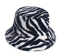 LIFKOME 1 Pc Bob zèbre Chapeau de Seau Polaire Chapeau de Soleil Pliable Chaud Casquette Cheveux de Mode de Seau en Peluche Coupe-Vent de Lapin