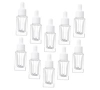 LIFKOME 10 pièces Flacons Pipette Verre Transparent Rechargeables pour Huiles Essentielles et Voyages Bouteilles Carrées avec Bague Plastique et Pipette Étanches et Portables pour DIY