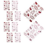 LIFKOME 10feuilles Autocollants Strass pour Lèvres Rouges Autocollants Cœur Visage Ongles Saint-valentin Stickers Pailletés Auto-adhésifs Décorations Événementielles