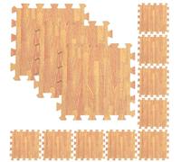 LIFKOME 12 Pièces Tapis de sol en mousse grain de bois carrelage de sol pour enfants puzzle en mousse tapis de jeu dalles de en énigmes tuile carreaux de en boîte