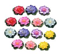 LIFKOME 14 Pièces Lotus Artificiels Flottants Colorés Décoration Étang Jardin Piscine Fleurs Plastique sans Pollution pour Patio et Fontaine