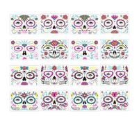 LIFKOME 16 Feuilles visage fluorescent stickers autocollants imperméables autocollants de tatouage dhalloween décoration adhésifs de étanches