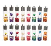 LIFKOME 16 pièces Pendentifs Bouteille à Dérive Résine pour Bijoux DIY Breloques Créatives pour Boucles Oreilles et Colliers Accessoires Artisanaux Durables et Colorés