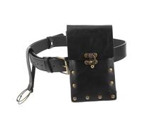 LIFKOME 1ensemble à Ceinture Vintage Steampunk Et Pochette De Festival Renaissance Pratique Et pour Halloween Et Accessoire Unique PU Noir