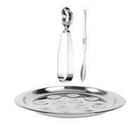 LIFKOME 1Ensemble Plats de Cuisson Escargots Inoxydable Plateau à Escargots avec Pince et Fourchette pour Maison Repas Extérieur