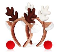 LIFKOME 2 Ensembles Serre-tête de Noël Renne et Nez Rouge Ensemble Confortable et Léger Accessoire Cheveux Festif pour Fête et Cosplay