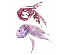 LIFKOME 2 paires Lacets Plats Polyester Imprimés Fleurs Coloris Rouge et Accessoires Mode pour Chaussures