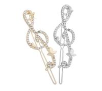 LIFKOME 2 pièces Barrette Musicale Alliage avec Strass Forme Note de Musique Creuse pour Femmes Accessoires Élégants pour Mariage Fête et Usage Quotidien Doré et Argenté
