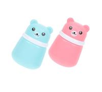 LIFKOME 2 pièces Boîte à Poudre pour Portable avec Houppette Douce Anti-fuite Forme Ours Boîte Compacte pour Poudre Corporelle Pratique Né Rose et Bleu